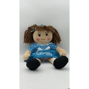 Personal Creations Cuddle Time GABRIELLA  15" Plush Doll BROWN Hair BLUE Dress